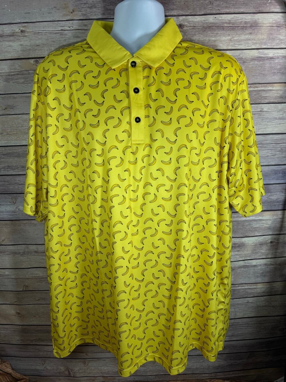 Scale Wear Design Lets Go Bananas Yellow Polo Shirt Mens Size 3XL UPF 40